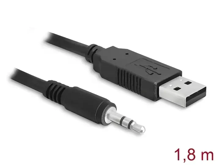 ממיר USB-A 2.0 זכר ל- TTL 3.3 V מחבר PL 3.5 בעל 3 מגעים צ'יפ FTDI צבע שחור DELOCK | 83114