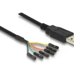 ממיר USB-A 2.0 זכר ל- TTL 5 V מחבר 6 פינים נפרדים צ'יפ FTDI צבע שחור DELOCK | 83786