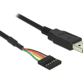 ממיר USB-A 2.0 זכר ל- TTL 5 V מחבר 6 פינים צ'יפ FTDI צבע שחור DELOCK | 83784