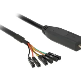 ממיר USB-C זכר ל- LVTTL 3.3 V מחבר 6 פינים נקבה נפרדים צ'יפ FTDI צבע שחור DELOCK | 63946