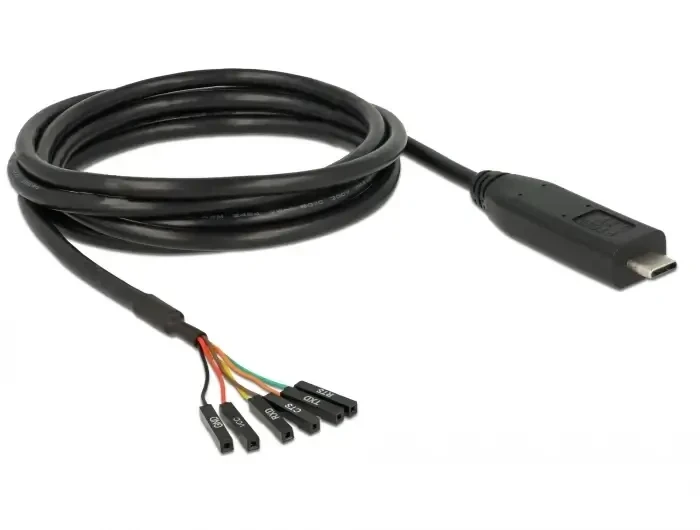 ממיר USB-C זכר ל- LVTTL 3.3 V מחבר 6 פינים נקבה נפרדים צ'יפ FTDI צבע שחור DELOCK | 63946