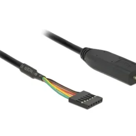 ממיר USB-C זכר ל- TTL 5 V מחבר 6 פינים נקבה צ'יפ FTDI צבע שחור DELOCK | 63947