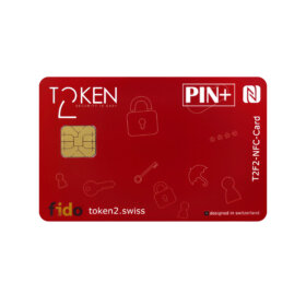 מפתח אבטחה FIDO2.1 U2F ו-TOTP עם תכונת מורכבות PIN שחור Token | T2F2-NFC-Card-PIN+