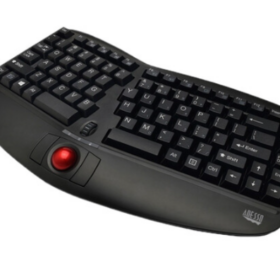 מקלדת אלחוטית ארגונומית מפוצלת עם TRACKBALL Tru-Form Media 3150 בצבע שחור Adesso | WKB-3150UB