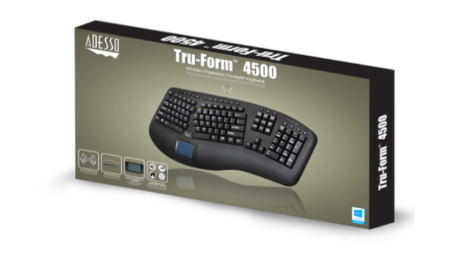 מקלדת אלחוטית מפוצלת עם טאצ'פד Touchpad מובנה בצבע שחור Adesso | WKB-4500UB