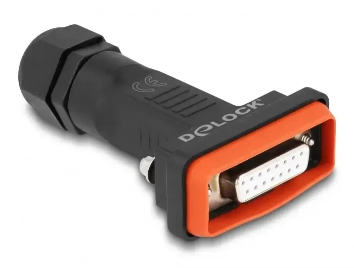 מתאם D-Sub 15 נקבה להלחמה אטום נגד מים IP67 צבע שחור DELOCK | 87807