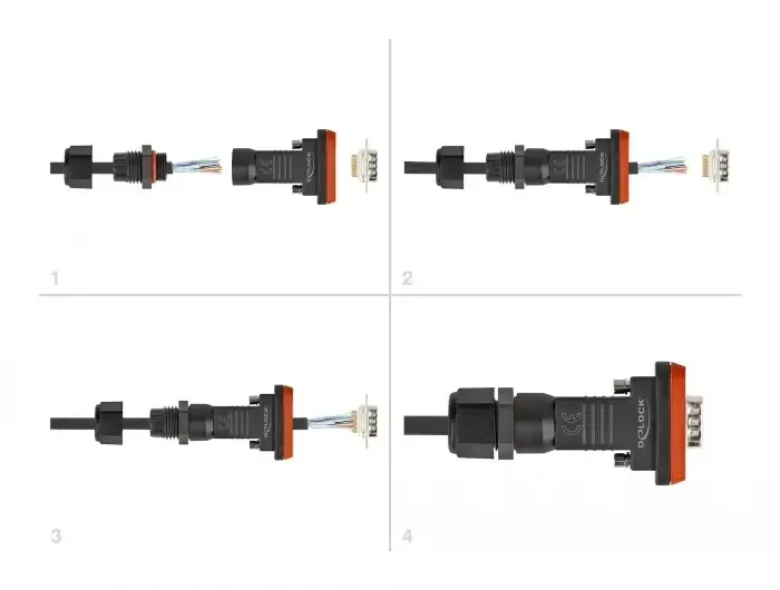 מתאם D-Sub 9 נקבה להלחמה אטום נגד מים IP67 צבע שחור DELOCK 87803