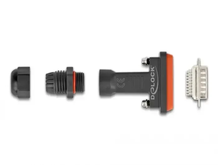 מתאם D-Sub HD 26 זכר להלחמה אטום נגד מים IP67 צבע שחור DELOCK | 87808