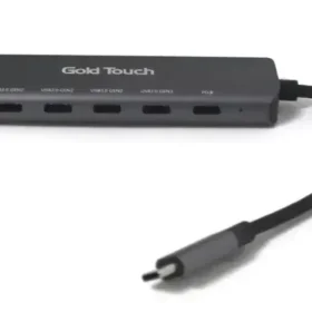תחנת עגינה חיבור Type-C כוללת 5 חיבורים העברת נתונים גבוהה בצבע אפור-שחור Gold Touch | E-USB-C5