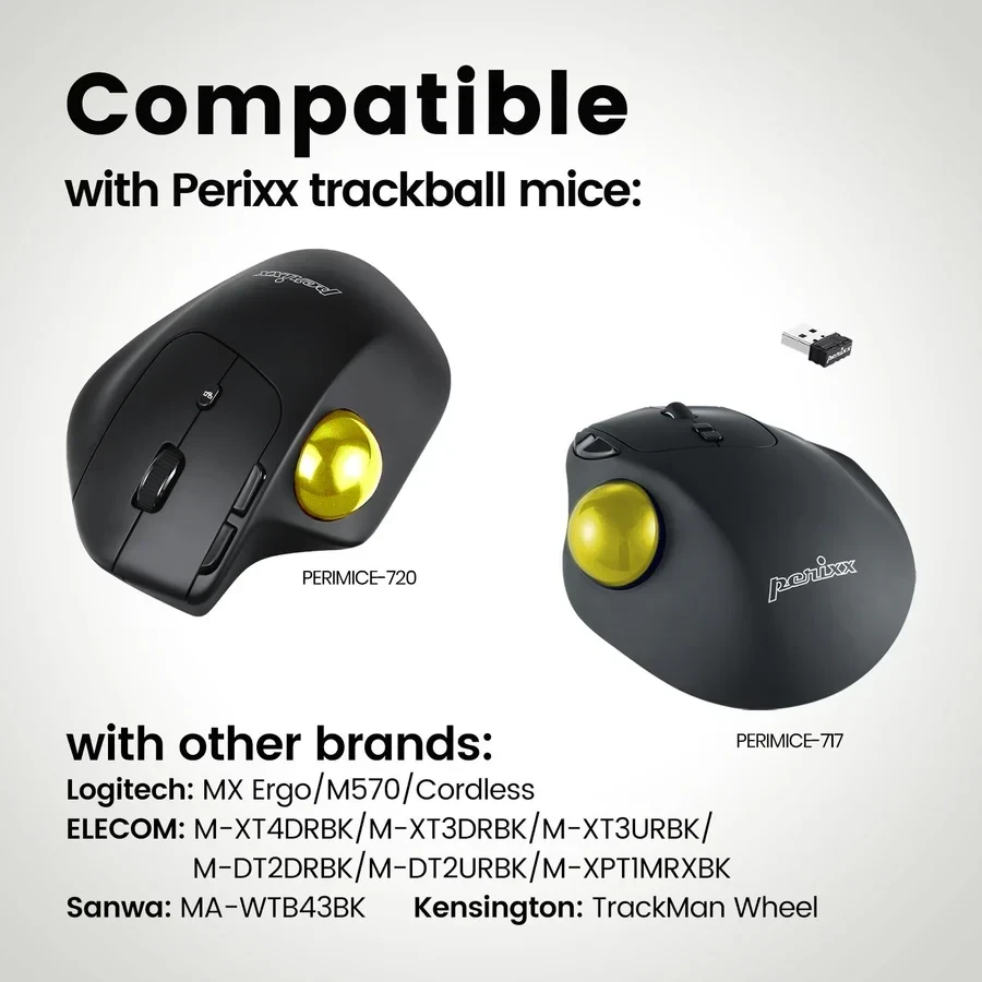 כדור גלגלת לעכבר ארגונומי בצבע צהוב Perixx | PERIPRO-303GYL | Glossy Yellow 1.34 Inch (34mm) Replacement Trackball
