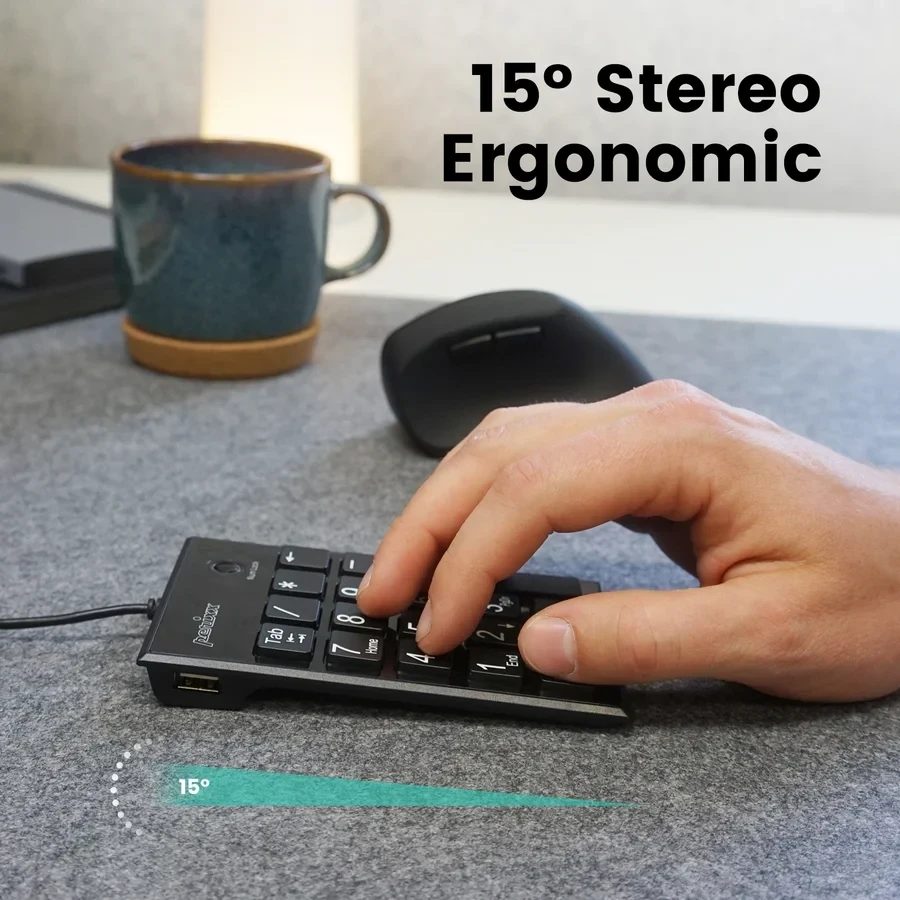 לוח מקשים בצבע שחור Perixx | PERIPAD-202-H | Wired Numeric Scissor Keypad with Hubs