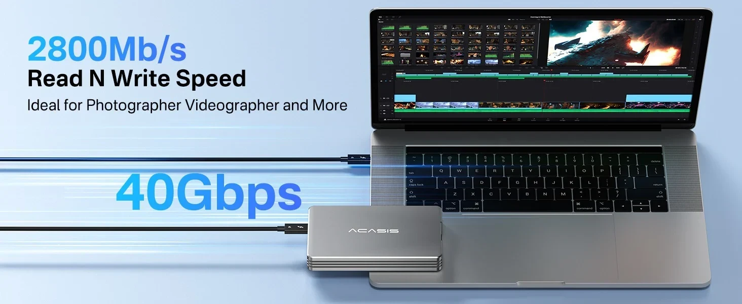 מארז חיצוני Thunderbolt™ 4 40Gbps עבור כונן M.2 PCIe NVMe SSD בצבע אפור ACASIS | TBU401