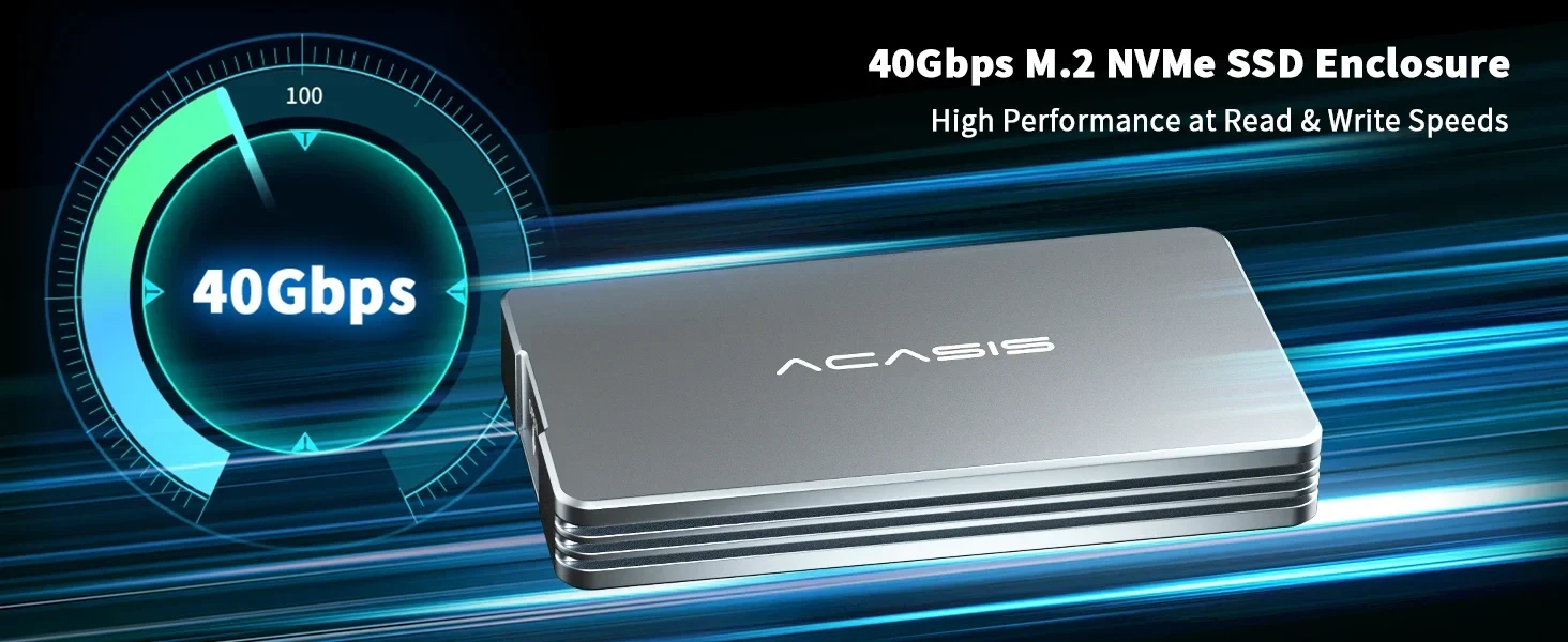 מארז חיצוני Thunderbolt™ 4 40Gbps עבור כונן M.2 PCIe NVMe SSD בצבע אפור ACASIS | TBU401