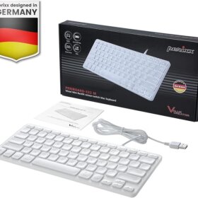 מקלדת חוטית ארגונומית בצבע לבן Perixx | PERIBOARD-332MW | Wired Backlit Mac USB Scissor Compact Keyboard