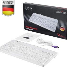 מקלדת חוטית ארגונומית בצבע לבן Perixx | PERIBOARD-409PW | Wired PS2 Mini Keyboard
