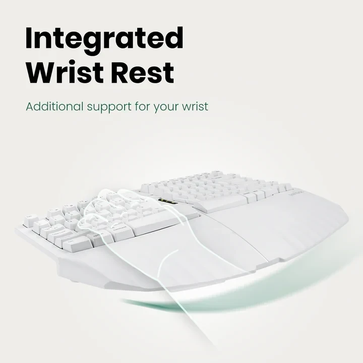 מקלדת חוטית ארגונומית בצבע לבן Perixx | PERIBOARD-613-W | Wireless Dual Mini Ergonomic White US KB