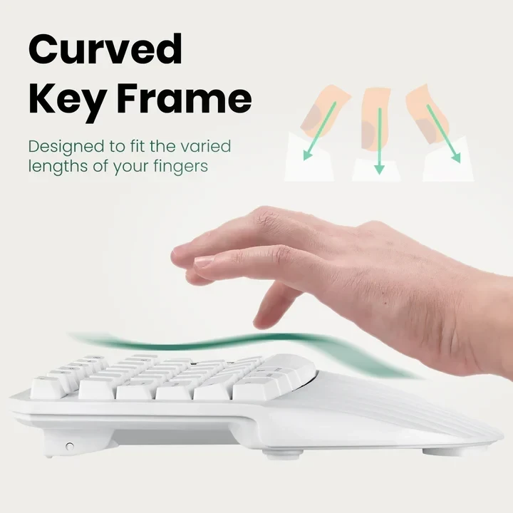 מקלדת חוטית ארגונומית בצבע לבן Perixx | PERIBOARD-613-W | Wireless Dual Mini Ergonomic White US KB