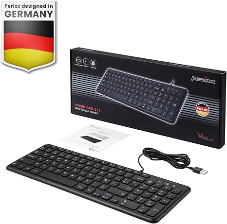 מקלדת חוטית ארגונומית בצבע שחור Perixx | PERIBOARD-213B | Wired USB Compact 90% Keyboard