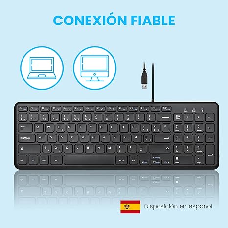 מקלדת חוטית ארגונומית בצבע שחור Perixx | PERIBOARD-213B | Wired USB Compact 90% Keyboard