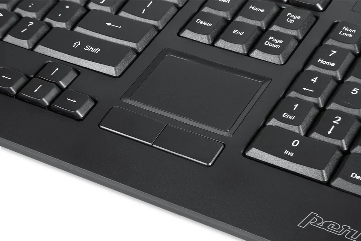 מקלדת חוטית ארגונומית בצבע שחור Perixx | PERIBOARD-313 | Wired USB Backlit Touchpad Keyboard Extra USB Ports