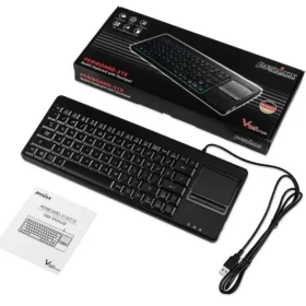 מקלדת חוטית ארגונומית בצבע שחור Perixx | PERIBOARD-315 | Wired Backlit Touchpad Compact Keyboard with Extra USB Ports
