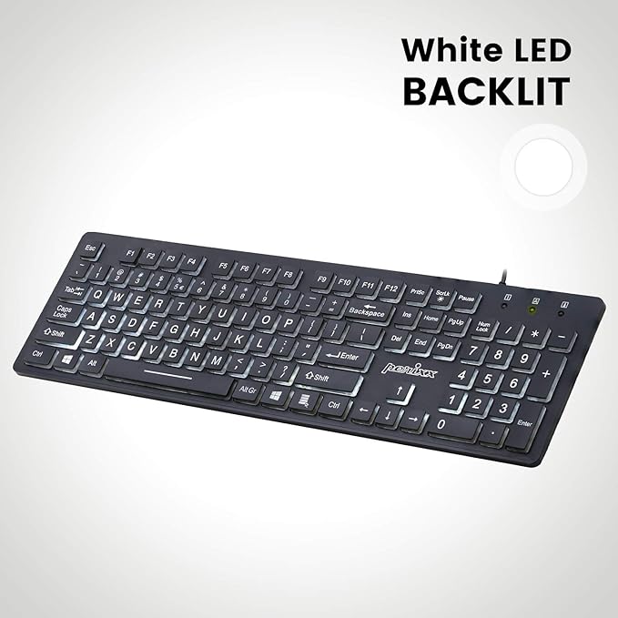 מקלדת חוטית ארגונומית בצבע שחור Perixx | PERIBOARD-317 | Wired Backlit USB Keyboard