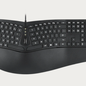 מקלדת חוטית ארגונומית בצבע שחור Perixx | PERIBOARD-330 | Wired Backlit Ergonomic Keyboard with Hubs