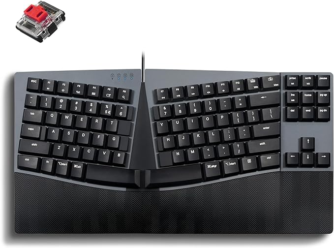 מקלדת חוטית ארגונומית בצבע שחור Perixx | PERIBOARD-335RD | Wired Ergonomic TKL Linear Mechanical US KB