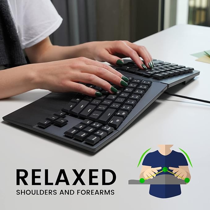 מקלדת חוטית ארגונומית בצבע שחור Perixx | PERIBOARD-335RD | Wired Ergonomic TKL Linear Mechanical US KB