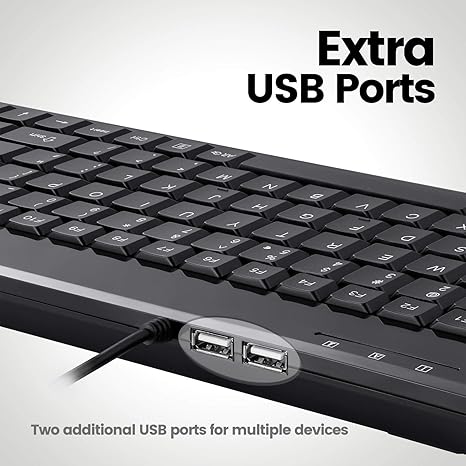 מקלדת חוטית ארגונומית בצבע שחור Perixx | PERIBOARD-409-H | Wired Mini Keyboard