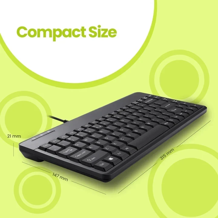 מקלדת חוטית ארגונומית בצבע שחור Perixx | PERIBOARD-409-P | Mini 75% PS/2 Keyboard