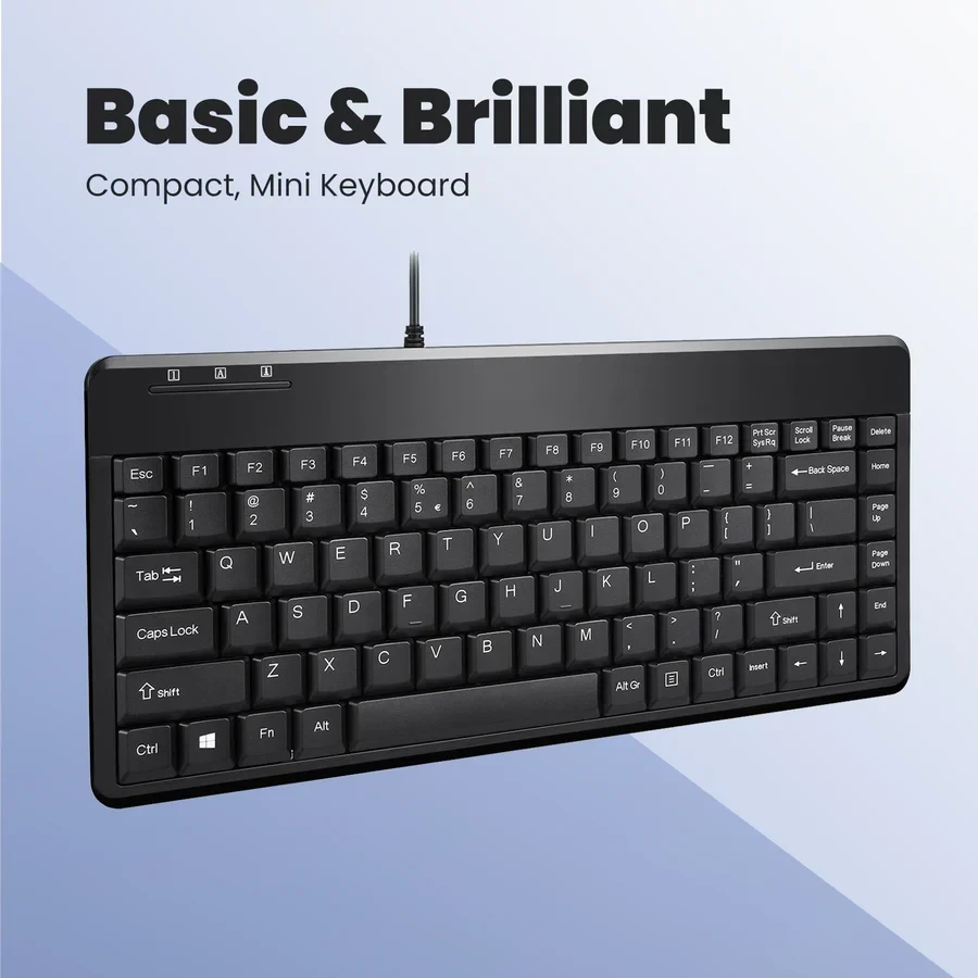 מקלדת חוטית ארגונומית בצבע שחור Perixx | PERIBOARD-409-U | Wired USB Mini 75% Keyboard