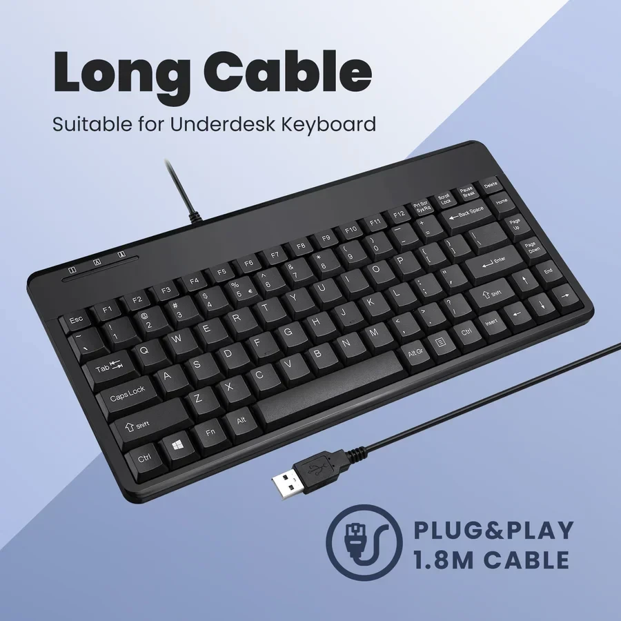 מקלדת חוטית ארגונומית בצבע שחור Perixx | PERIBOARD-409-U | Wired USB Mini 75% Keyboard