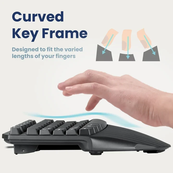 מקלדת חוטית ארגונומית בצבע שחור Perixx | PERIBOARD-413-B | Wired Mini Ergonomic Split Black US KB