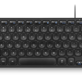 מקלדת חוטית ארגונומית בצבע שחור Perixx | PERIBOARD-416 | Wired Mini USB Keyboard with 4 Hubs