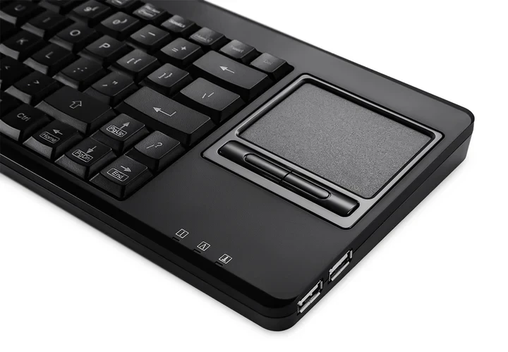 מקלדת חוטית ארגונומית בצבע שחור Perixx | PERIBOARD-515-H-PLUS | Wired USB Touchpad 75% Compact Keyboard w Extra USB Ports