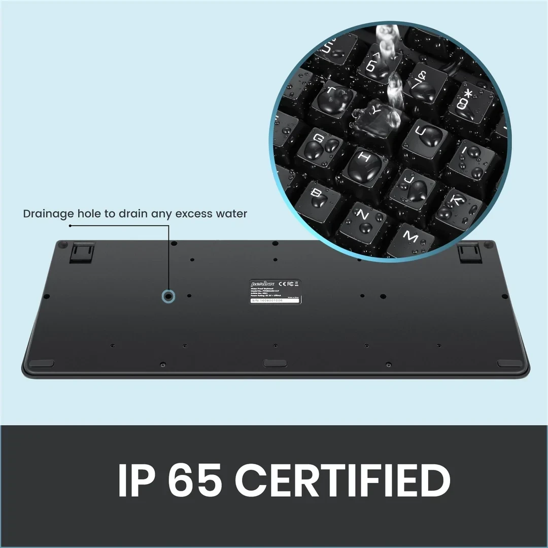 מקלדת חוטית ארגונומית בצבע שחור Perixx PERIBOARD-517-B Wired Washable Black USB Keyboard