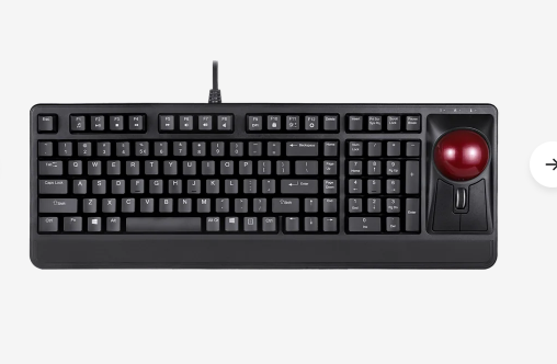 מקלדת חוטית ארגונומית בצבע שחור Perixx | PERIBOARD-522 | Wired 55mm Trackball USB Keyboard