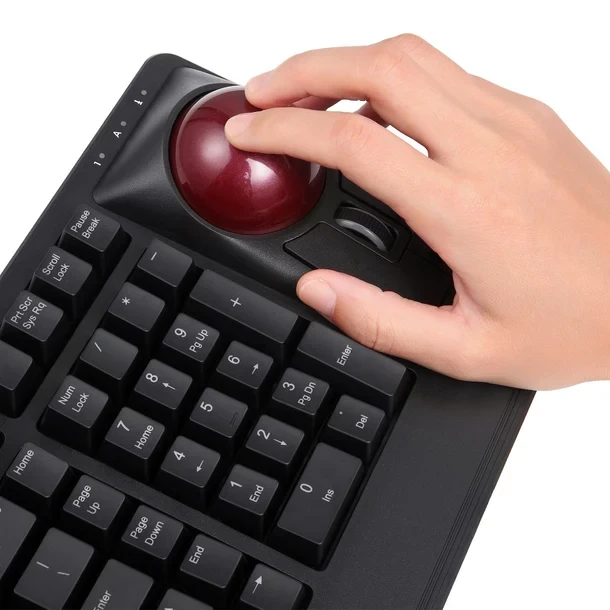 מקלדת חוטית ארגונומית בצבע שחור Perixx | PERIBOARD-522 | Wired 55mm Trackball USB Keyboard