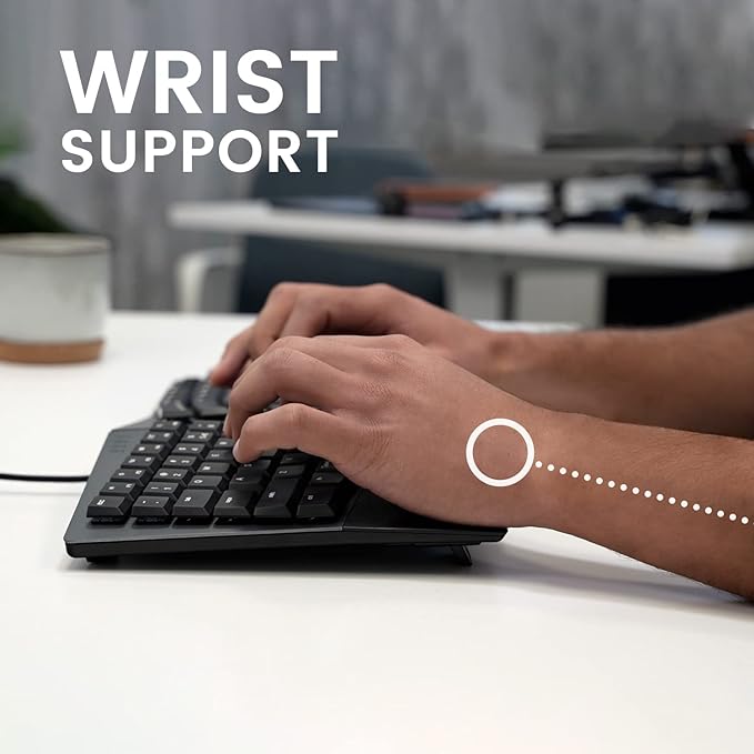 מקלדת חוטית ארגונומית בצבע שחור Perixx | PERIBOARD-535BR | Wired Ergonomic Mechanical Tactile US KB
