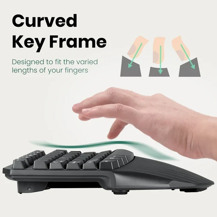 מקלדת חוטית ארגונומית בצבע שחור Perixx | PERIBOARD-613-B | Wireless Dual Mini Ergonomic White US KB