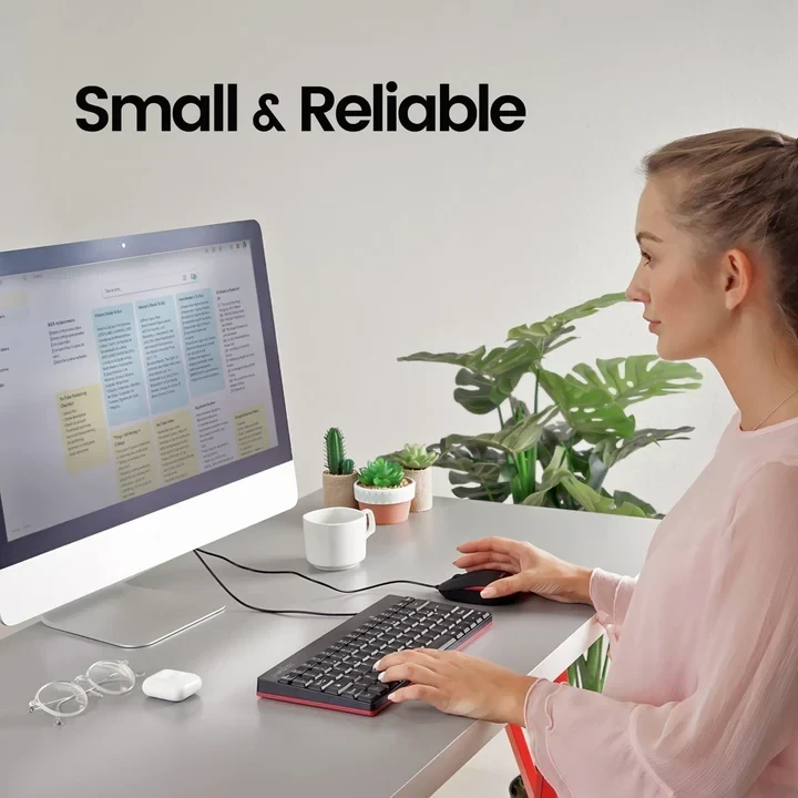 מקלדת חוטית ארגונומית בצבע שחור Perixx | PERIDUO-212B | Wired USB Mini Set: 75% Keyboard and Optical Mouse with Multimedia Keys