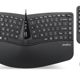 מקלדת חוטית ארגונומית בצבע שחור Perixx | PERIDUO-406A | Wired Ergo 3-in-1 Mini KB with Mouse & Keypad