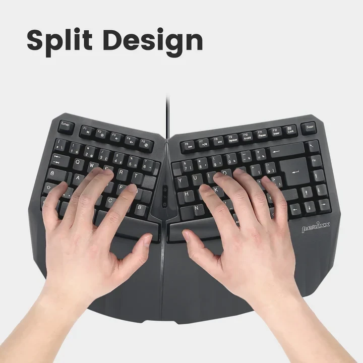 מקלדת חוטית ארגונומית בצבע שחור Perixx | PERIDUO-413B | Wired USB Ergonomic Compact Split Keyboard and Vertical Mouse