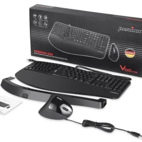 מקלדת חוטית ארגונומית בצבע שחור Perixx | PERIDUO-505 | Wired Ergo Full Size US KB w. Vertical Mouse
