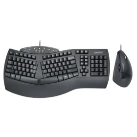 מקלדת חוטית ארגונומית בצבע שחור Perixx | PERIDUO-512B | Wired Ergo Full Size US KB w. Vertical Mouse