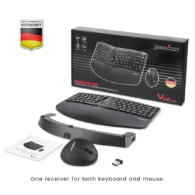 מקלדת חוטית ארגונומית בצבע שחור Perixx | PERIDUO-606 | Wireless Ergo Mini US KB with Vertical Mouse