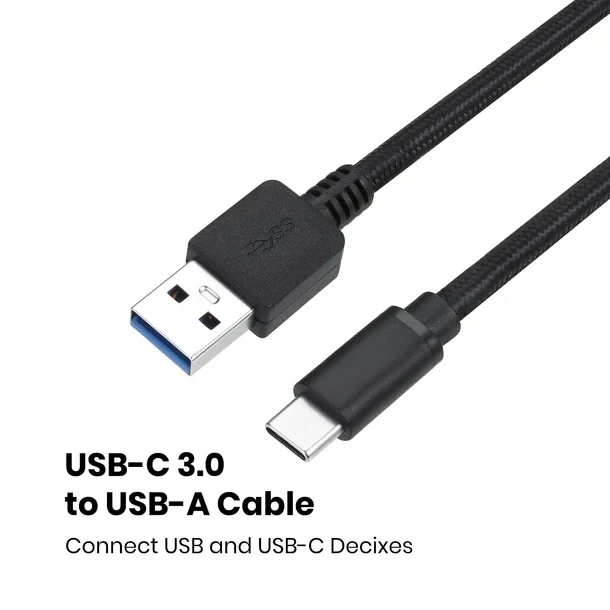 מתאם USB-C ל USB-A מהיר בצבע שחור Perixx | PERIPRO-407 | USB-C to USB-A Braided Cable Adapter High Speed Transfer