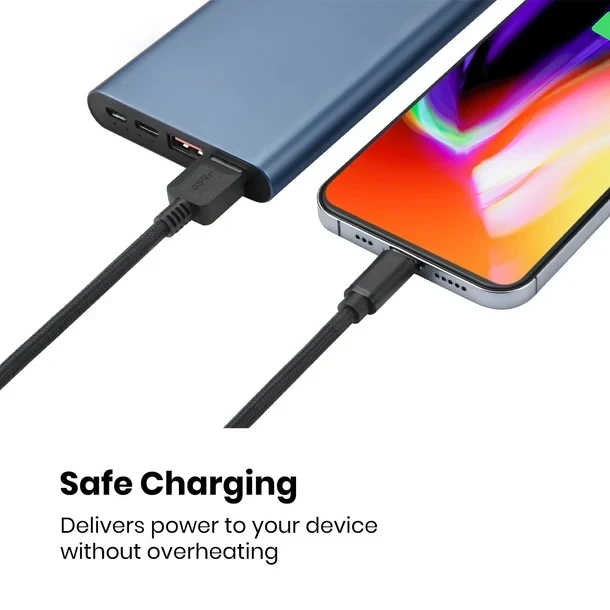 מתאם USB-C ל USB-A מהיר בצבע שחור Perixx | PERIPRO-407 | USB-C to USB-A Braided Cable Adapter High Speed Transfer