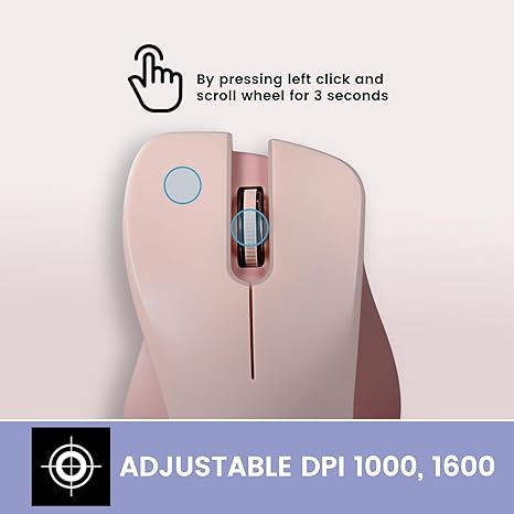 עכבר אלחוטי ארגונומי בצבע ורוד Perixx | PERIMICE-621P | Wireless Mouse - Silent Click with Ergo Design
